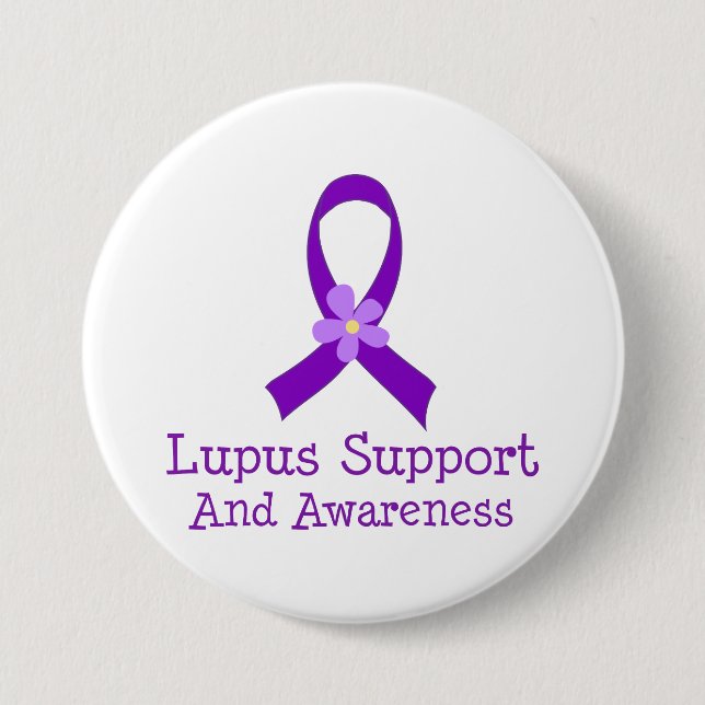 Badge Rond 7,6 Cm Les lupus soutiennent et conscience (Devant)