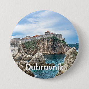 Badge Rond 7,6 Cm Les murs de Dubrovnik vue mer