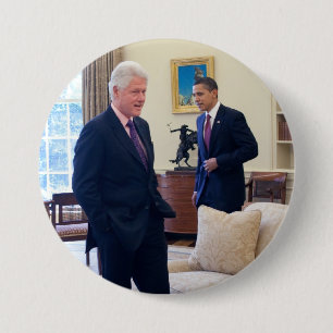 Badge Rond 7,6 Cm Les présidents Barack Obama et Bill Clinton