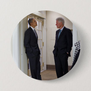Badge Rond 7,6 Cm Les présidents Barack Obama et Bill Clinton