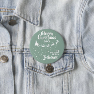Badge Rond 7,6 Cm Les rennes du traîneau du Père Noël de Noël famill
