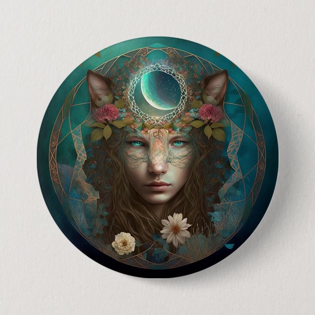 Badge Rond 7,6 Cm L'Esprit Animal L'Art Imaginaire Mystique (Devant)