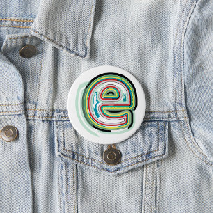 Badge Rond 7,6 Cm Lettre multicolore E Typographie moderne Abstraite