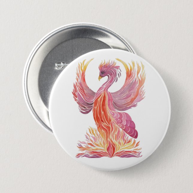 Badge Rond 7,6 Cm Lever Phoenix (Devant & derrière)
