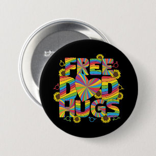 Badge Rond 7,6 Cm LGBTQ - Gratuit serres papa - Couleur arc-en-ciel