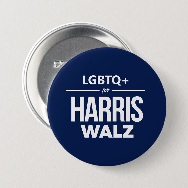 Badge Rond 7,6 Cm LGBTQ+ pour Harris Walz (Devant & derrière)