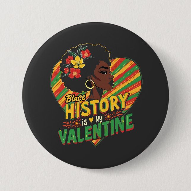 Badge Rond 7,6 Cm L'Histoire Noire est mon Mois Valentin de l'Histoi (Devant)