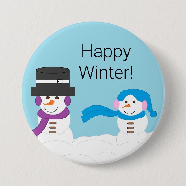 Badge Rond 7,6 Cm L'hiver est neige : Happy Winter (Devant)