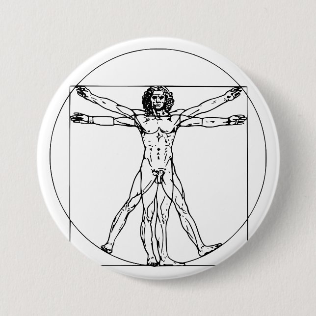 Badge Rond 7,6 Cm L'homme vitruvien de Da Vinci (Devant)