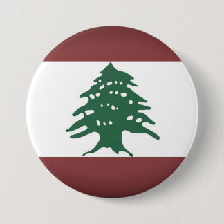 Badge Rond 7,6 Cm Liban, drapeau libanais dans des couleurs sombres 