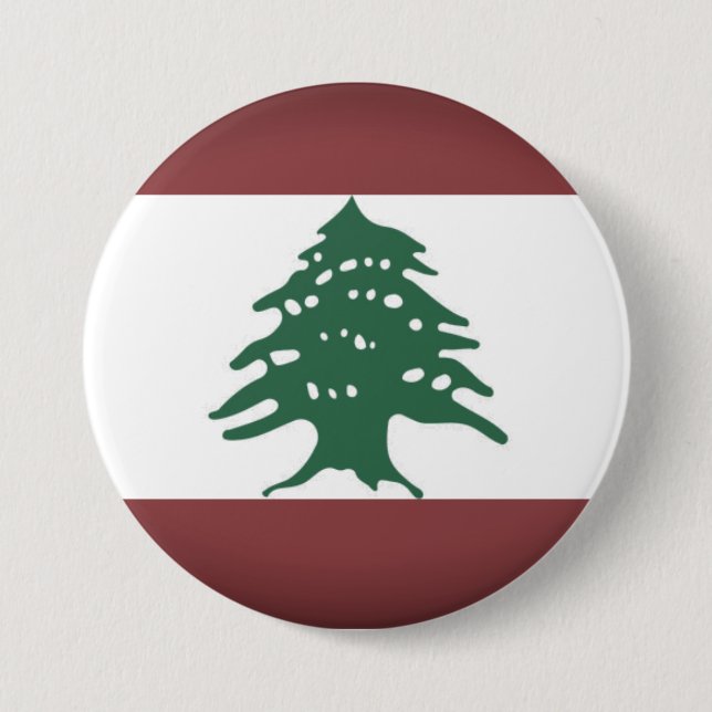 Badge Rond 7,6 Cm Liban, drapeau libanais dans des couleurs sombres  (Devant)