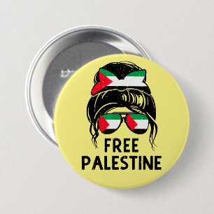 Badge Rond 7,6 Cm Libérez la Palestine Messy Bun Palestinien Maman G