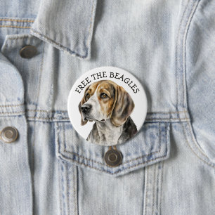 Badge Rond 7,6 Cm Libérez les Beagles   Bouton visage de Beagle