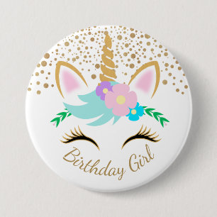 Badge Rond 7,6 Cm Licorne magique d'anniversaire