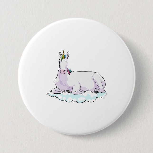 Badge Rond 7,6 Cm Licorne sur Nuage (Devant)