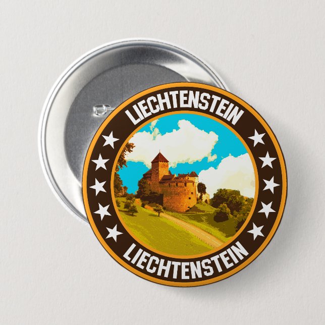 Badge Rond 7,6 Cm Liechtenstein (Devant & derrière)