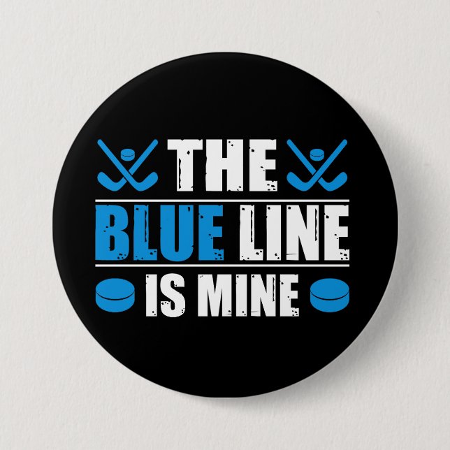 Badge Rond 7,6 Cm Ligne bleue de hockey (Devant)