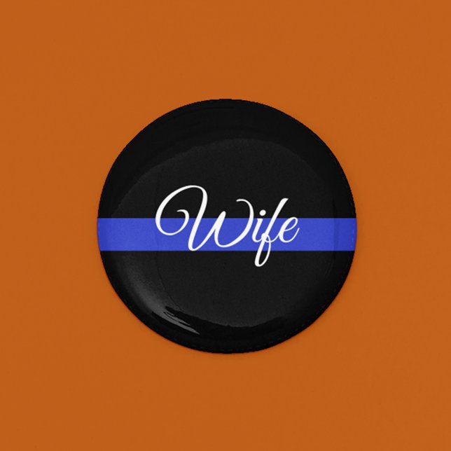 Badge Rond 7,6 Cm Ligne Bleue Mince : Femme de police (Créateur téléchargé)