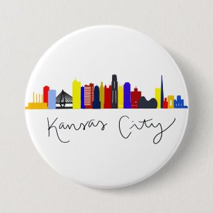Badge Rond 7,6 Cm Ligne Skyline de Kansas City