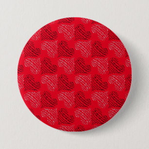 Badge Rond 7,6 Cm Lignes cardiaques alternatives en rouge noir et bl