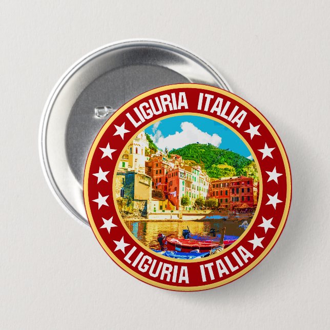 Badge Rond 7,6 Cm Ligurie (Devant & derrière)