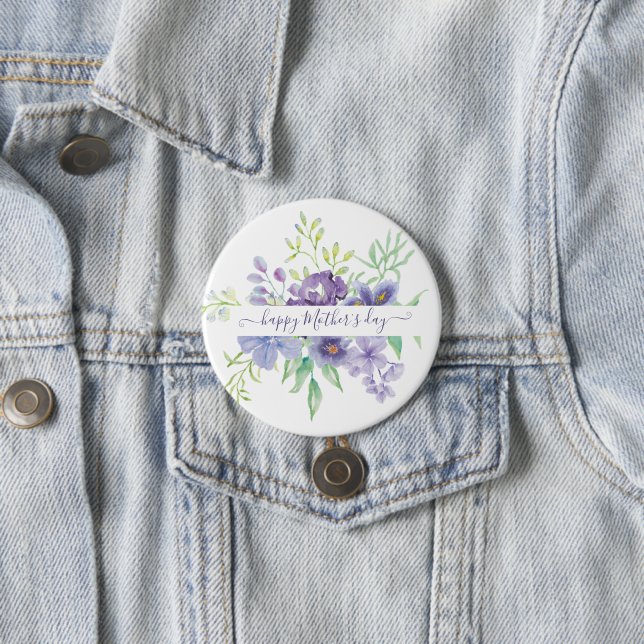 Badge Rond 7,6 Cm Lilac aquarelle florale personnalisée (En situation)