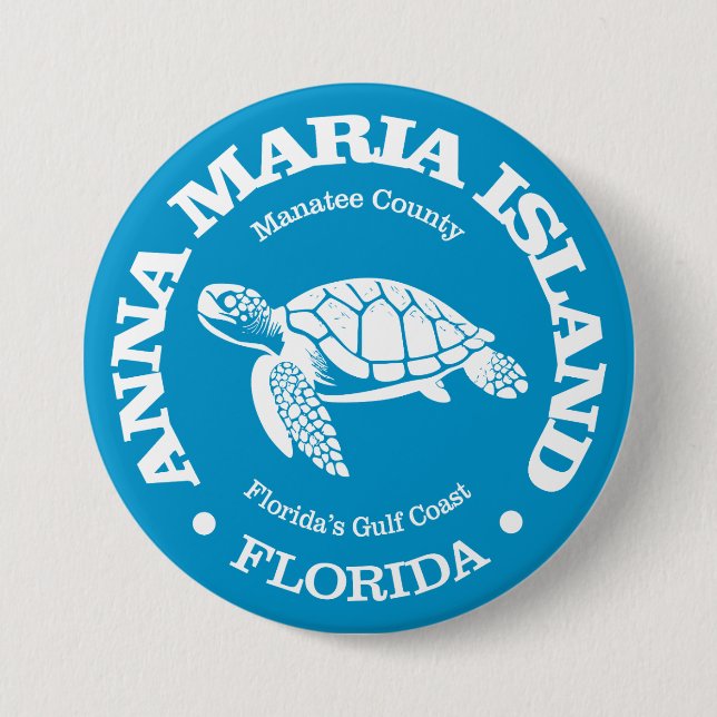Badge Rond 7,6 Cm L'île Anna Maria (tortue de mer) (Devant)