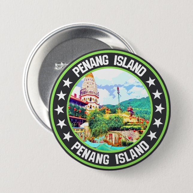 Badge Rond 7,6 Cm L'île de Penang (Devant & derrière)
