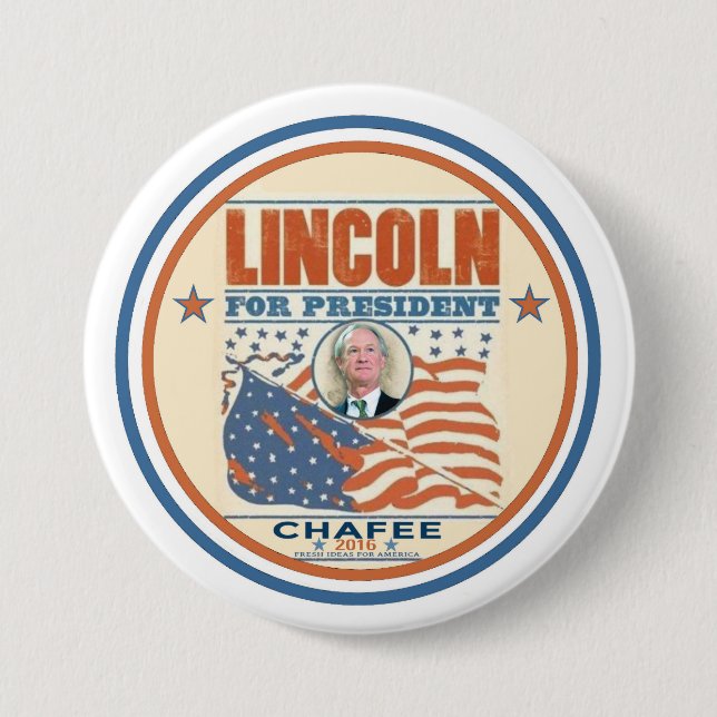 Badge Rond 7,6 Cm Lincoln à la présidence (Devant)