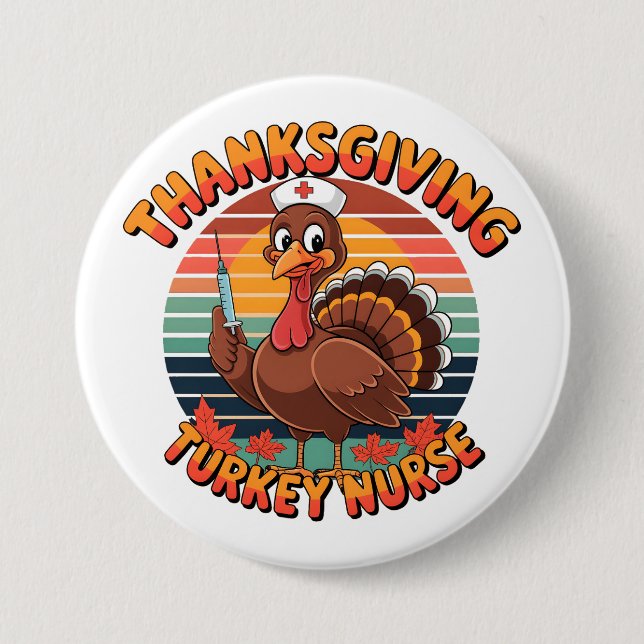 Badge Rond 7,6 Cm L'infirmière turque de Thanksgiving (Devant)