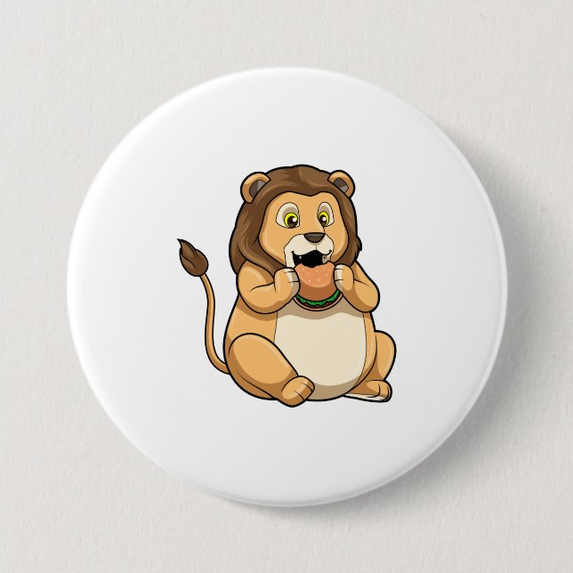 Badge Rond 7,6 Cm Lion avec hamburger (Devant)