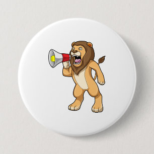 Badge Rond 7,6 Cm Lion avec microphone