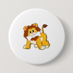 Badge Rond 7,6 Cm Lion avec os