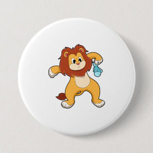 Badge Rond 7,6 Cm Lion avec poisson