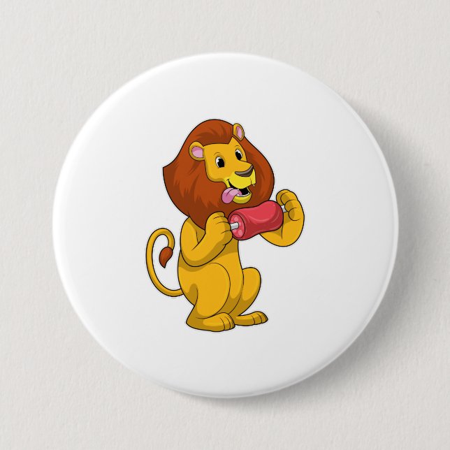 Badge Rond 7,6 Cm Lion avec viande (Devant)