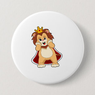 Badge Rond 7,6 Cm Lion comme roi avec Couronne.PNG