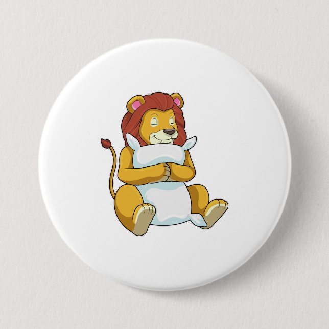 Badge Rond 7,6 Cm Lion dormant avec Coussin (Devant)