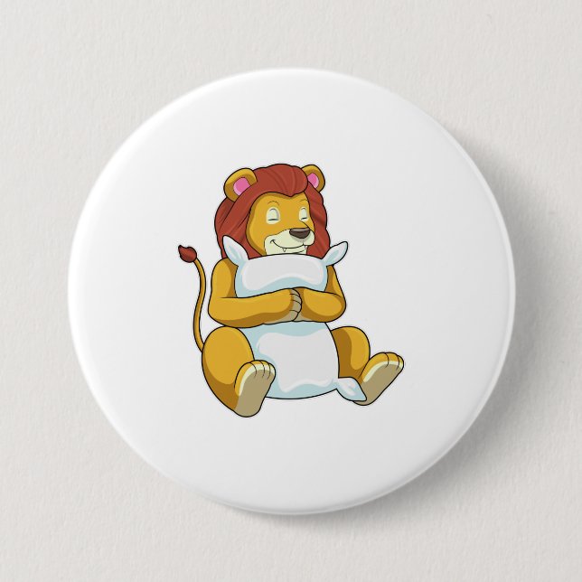 Badge Rond 7,6 Cm Lion dormant avec un oreiller (Devant)