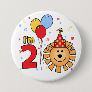 Badge Rond 7,6 Cm Lion Face 2e anniversaire