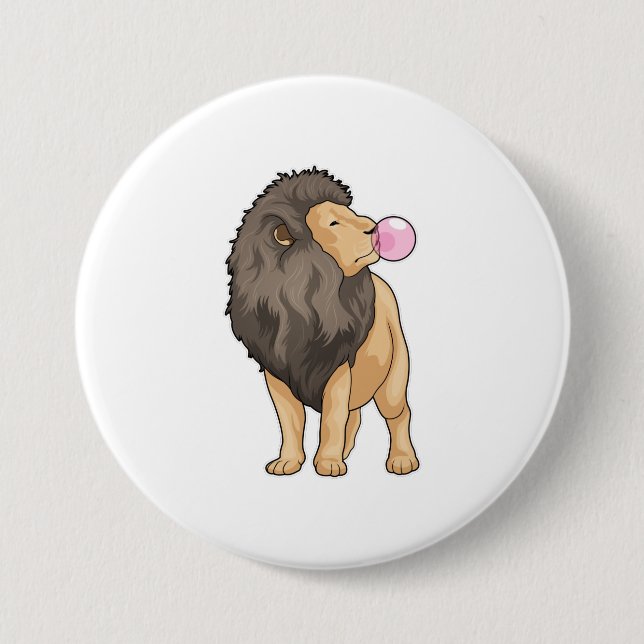 Badge Rond 7,6 Cm Lion gomme à mâcher (Devant)