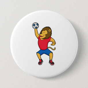 Badge Rond 7,6 Cm Lion Handball player Handball