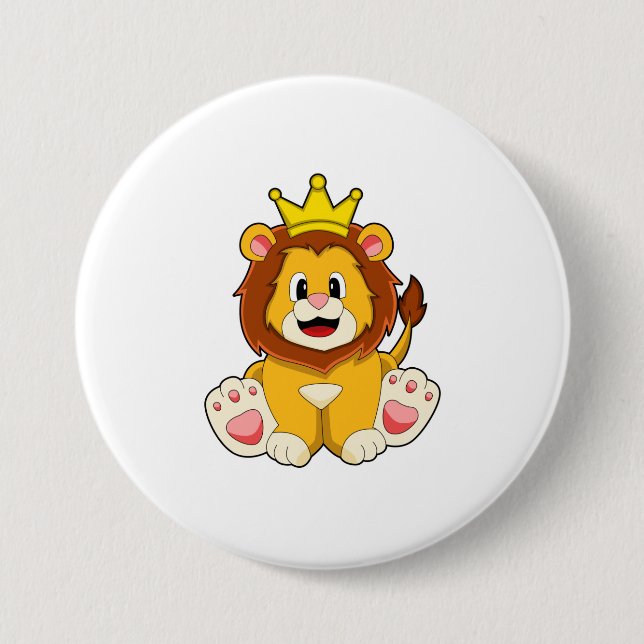 Badge Rond 7,6 Cm Lion roi avec couronne (Devant)