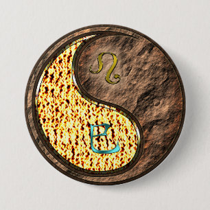 Badge Rond 7,6 Cm Lion & Serpent de Terre
