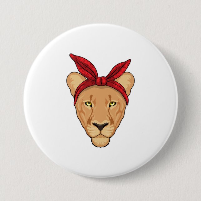 Badge Rond 7,6 Cm Lioness with bandana (Devant)