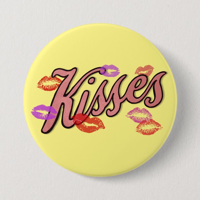 BADGE ROND 7,6 CM LIP KISSES (Devant)