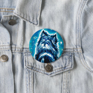 Badge Rond 7,6 Cm Little Doggy en bleu
