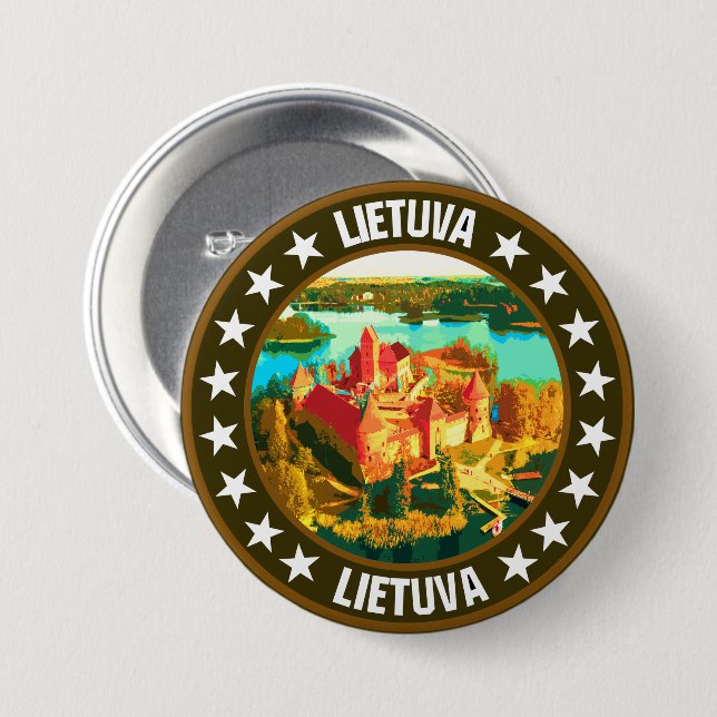 Badge Rond 7,6 Cm Lituanie (Devant & derrière)