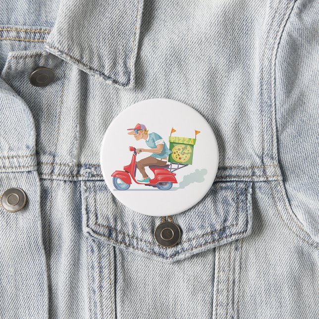 Badge Rond 7,6 Cm Livraison de pizza à mobylette (Créateur téléchargé)