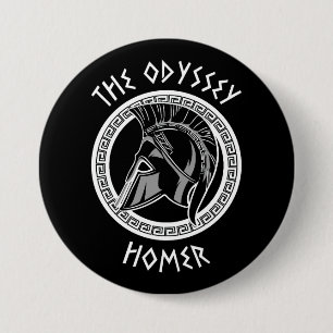 Badge Rond 7,6 Cm L'Odyssée Homère Casque Grec Mythologie Antique I