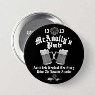 Badge Rond 7,6 Cm Logo blanc du pub McAnally